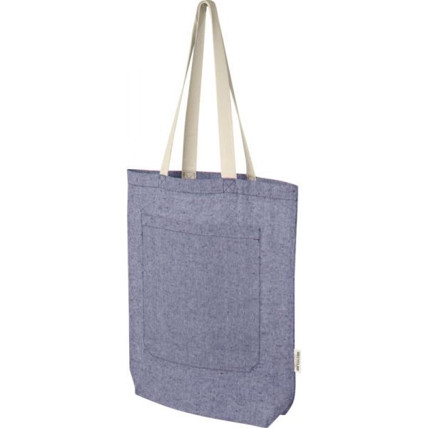 150gm²recycledcottontotebagwithfrontpocket9 L Heatherblue