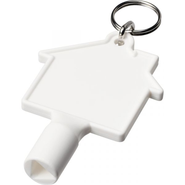 Houseshapedrecycledutilitykeykeychain White