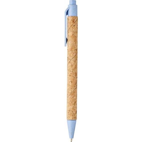 Midarcorkandwheatstrawballpointpen Natural Lightblue